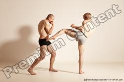 Underwear Martial art Man - Man White Moving poses Slim Short Blond Dynamic poses Academic